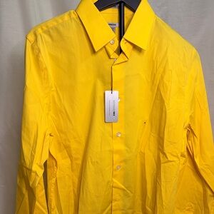 Men’s express fitted yellow button up dress shirt suit